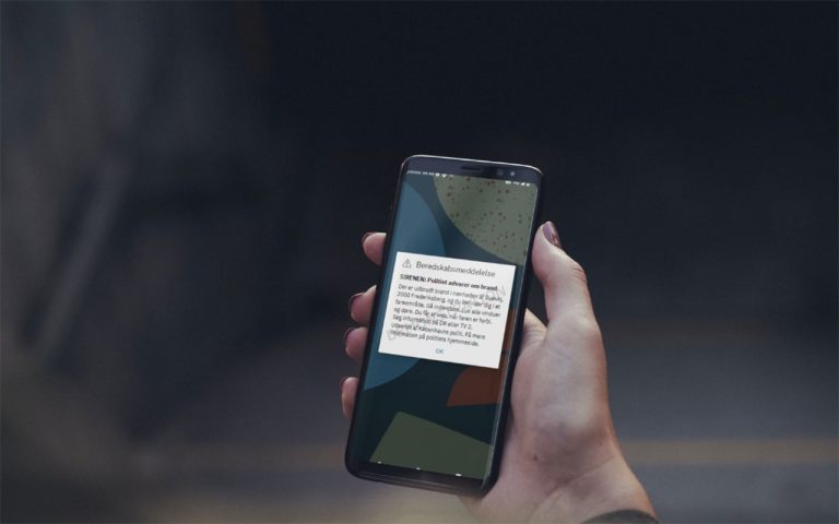 Varslingen på mobiltelefonerne - Demofoto: brs.dk