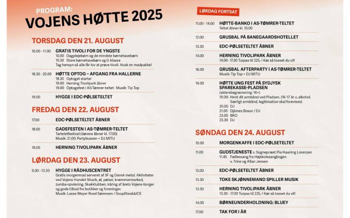 Vojens Høtte program 2025