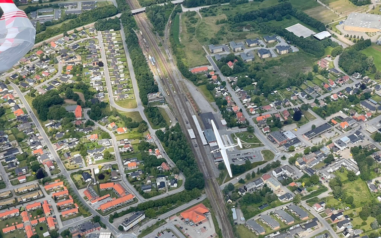 Svævefly over Vojens - Privatfoto: facebook/Flyvestation Skrydstrup Svæveflyveklub