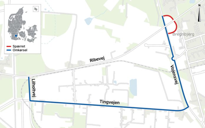 Omkørsel ad Tingvejen - illustration: Vejdirektoratet