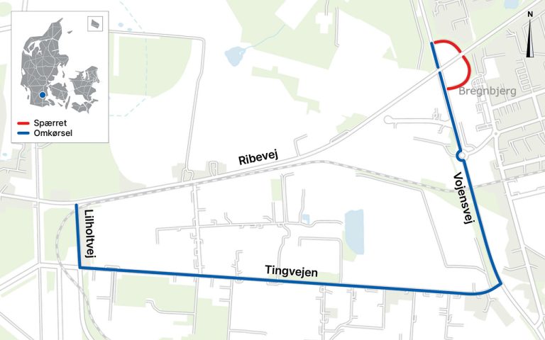 Omkørsel ad Tingvejen - illustration: Vejdirektoratet